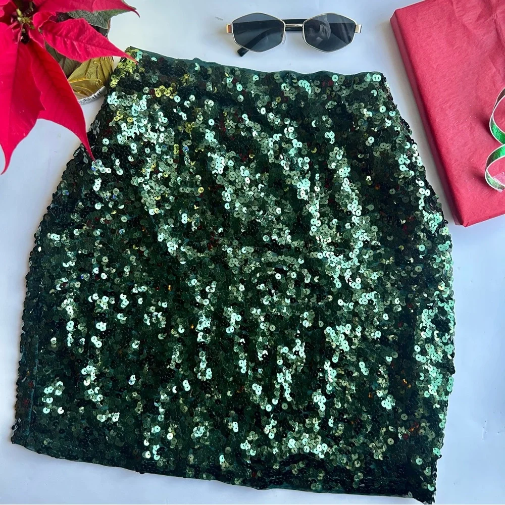Forest Green sequin sparkle skirt - New Years Eve - Picture 3 of 3